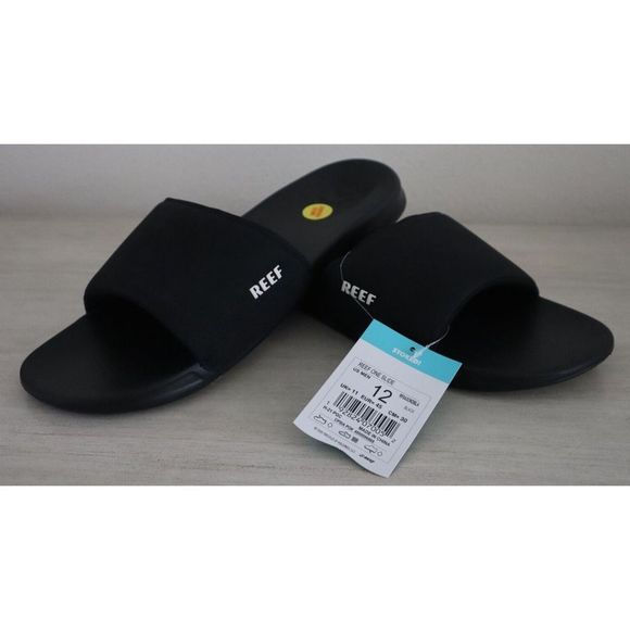 Reef RF0A3ONDBLA Men's Sz 12 Black One Slide Sandals - Picture 1 of 8